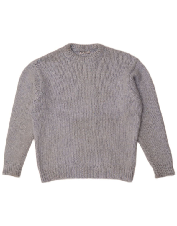 Damski sweter oversize z wycięciem pod szyją Zara UK 14 Średni niebieski akryl
