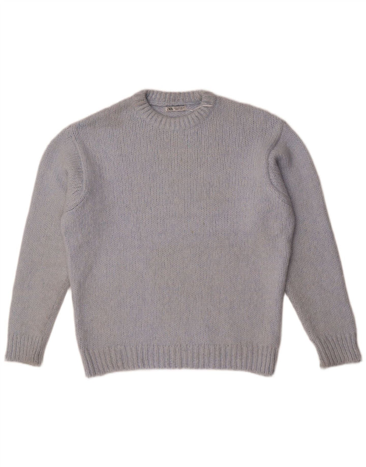 Damski sweter oversize z wycięciem pod szyją Zara UK 14 Średni niebieski akryl