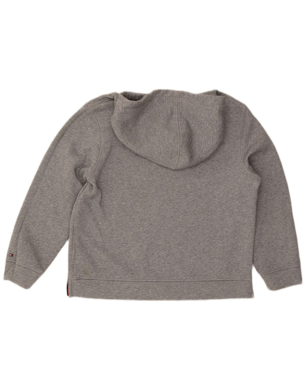 Damski sweter oversize z kapturem i grafiką TOMMY HILFIGER UK 14, średni szary