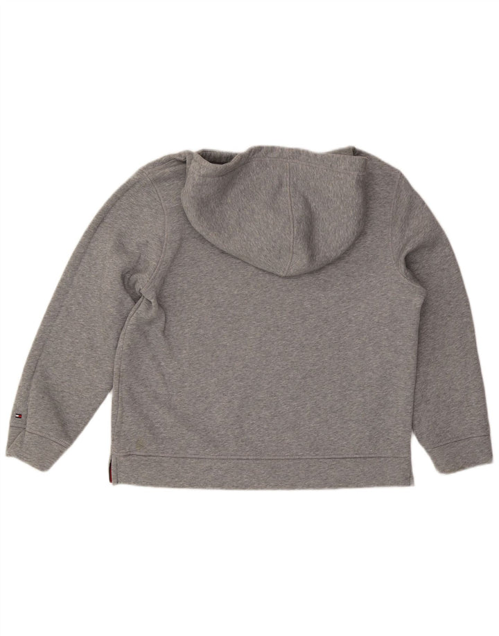 Damski sweter oversize z kapturem i grafiką TOMMY HILFIGER UK 14, średni szary