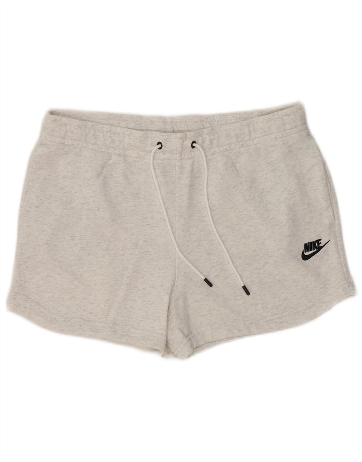 NIKE Womens Sport Shorts UK 14 Medium  Grey Cotton