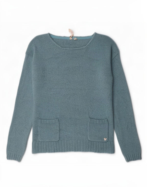 Damski sweter z dekoltem w łódkę White Stuff UK 12, średni niebieski, wiskoza