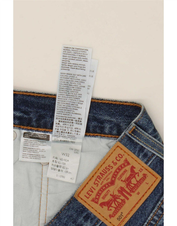 Damskie spodenki jeansowe Levi's 501 w trudnej sytuacji W32, duże, niebieskie, bawełniane