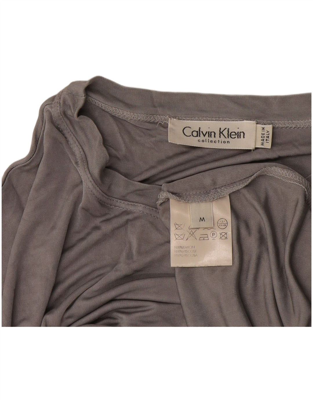 Damski T-shirt Calvin Klein Crop Top UK 14 Średni szary Rayon