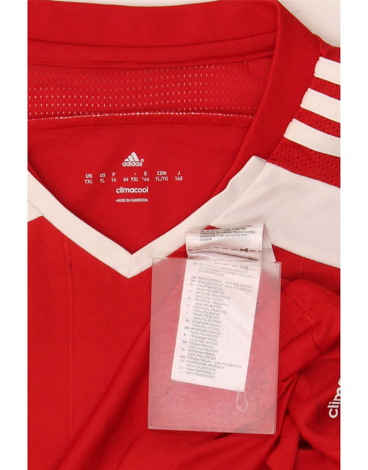 Chłopięca koszulka z grafiką Adidas Top 13-14 lat XL, czerwona, poliester