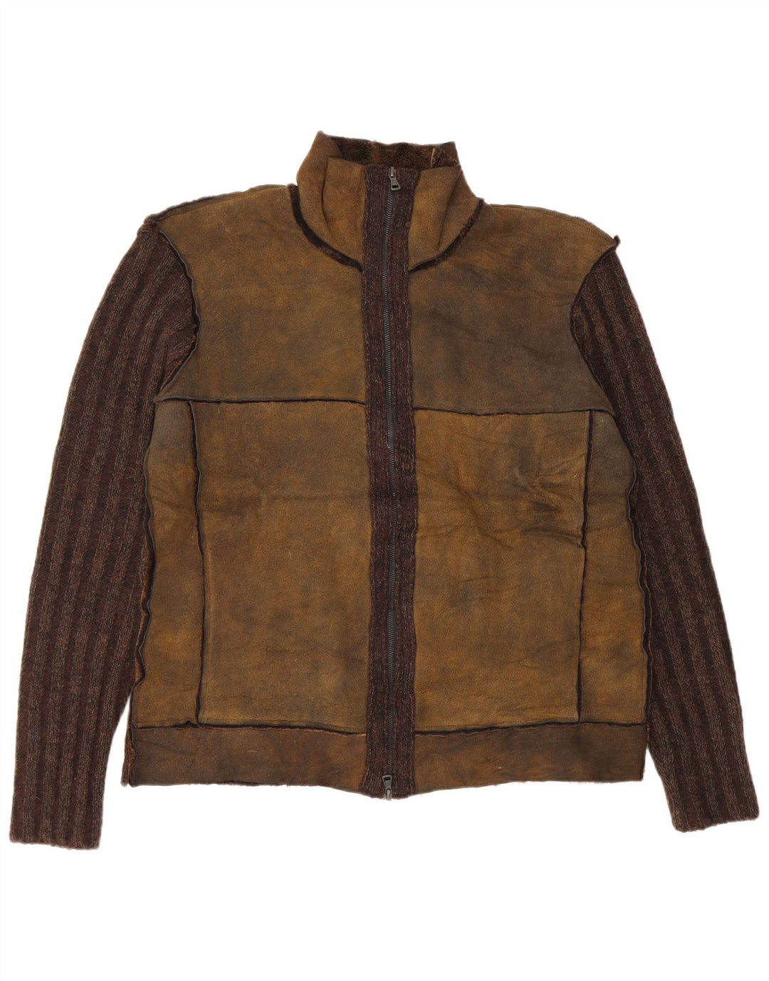 Męski sweter rozpinany w stylu vintage IT 50, bawełna w kolorze średniego brązu