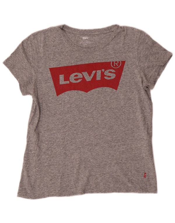 Damska koszulka z grafiką Levi's Top UK 10, mała, szara, nakrapiana bawełna