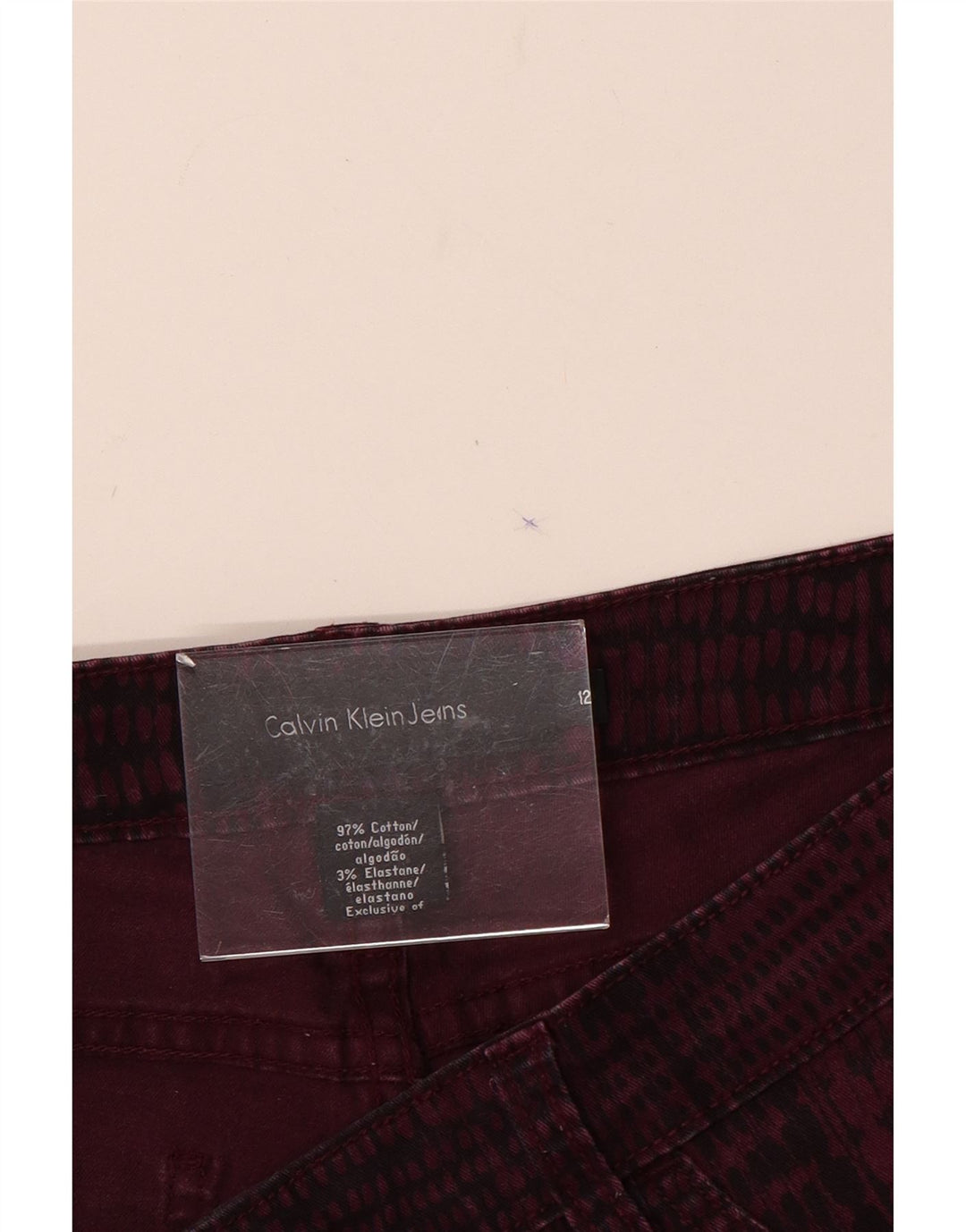 Damskie spodnie codzienne CALVIN KLEIN US 12 Large W32 L31 Burgundowe