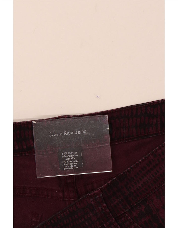 Damskie spodnie codzienne CALVIN KLEIN US 12 Large W32 L31 Burgundowe