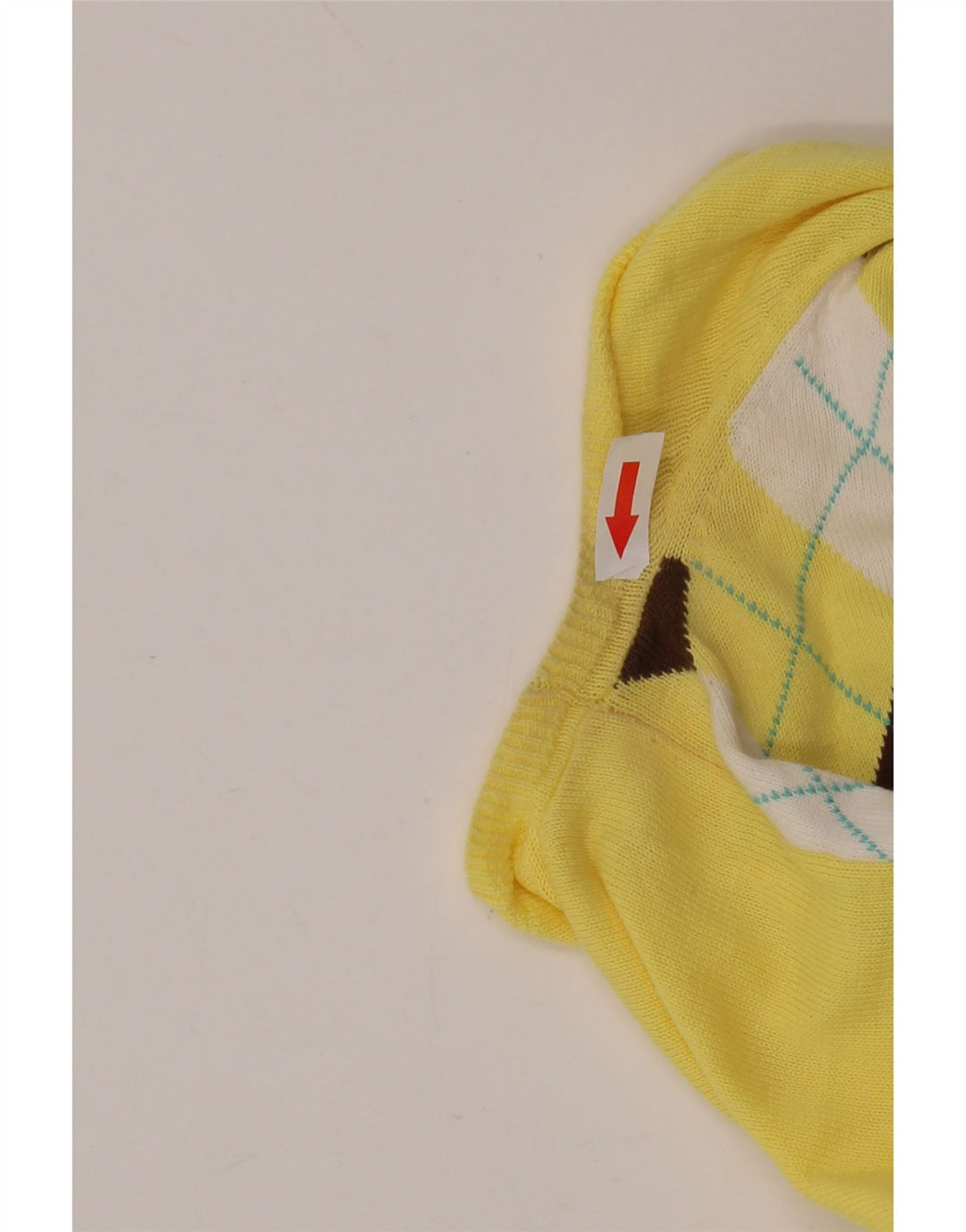 J. CREW Damski sweter z dekoltem w kształcie litery V, UK 12, średni żółty Argyle/Diament