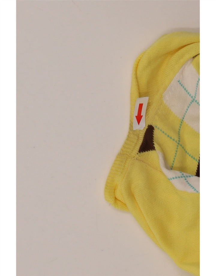 J. CREW Damski sweter z dekoltem w kształcie litery V, UK 12, średni żółty Argyle/Diament