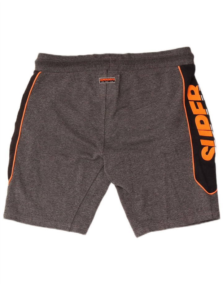 Męskie spodenki sportowe Superdry z grafiką, duży szary poliester z blokami kolorów