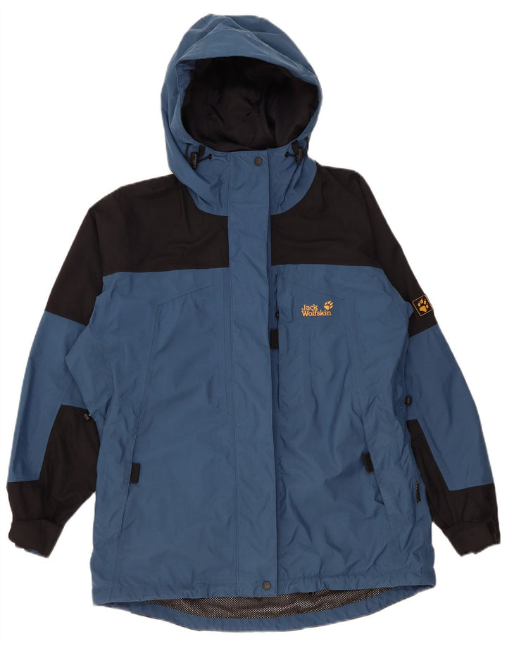 Damska kurtka wiatrówka Jack Wolfskin z kapturem UK 12, średni niebieski