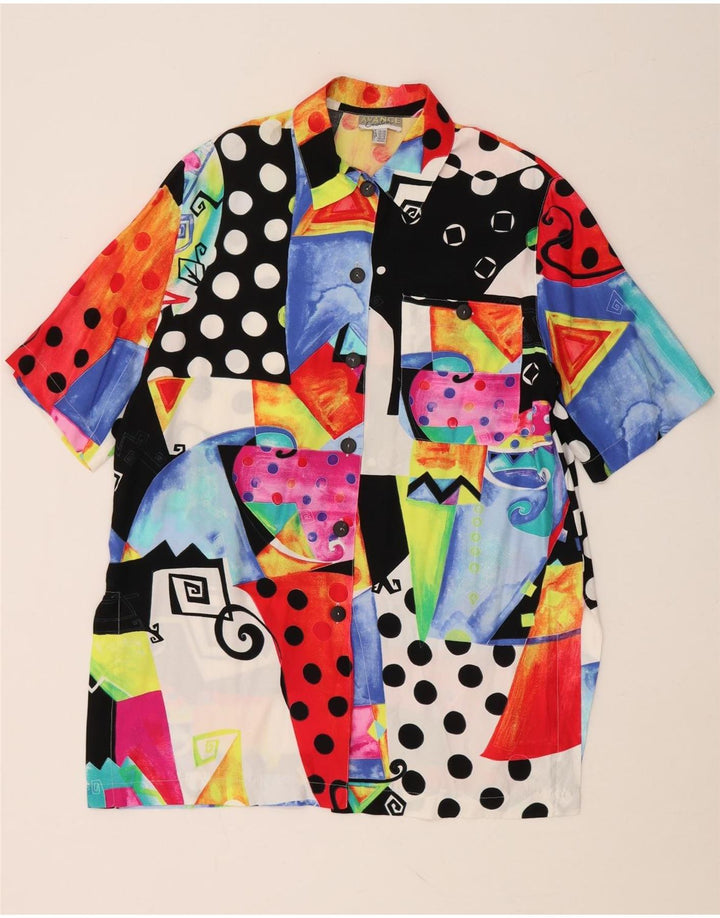 Damska koszula oversize VINTAGE UK 10/12, mała, wielokolorowa, geometryczna