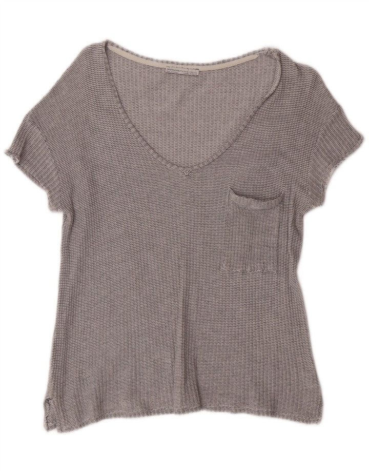 ZARA Womens Blouse Top UK 12 Medium Grey