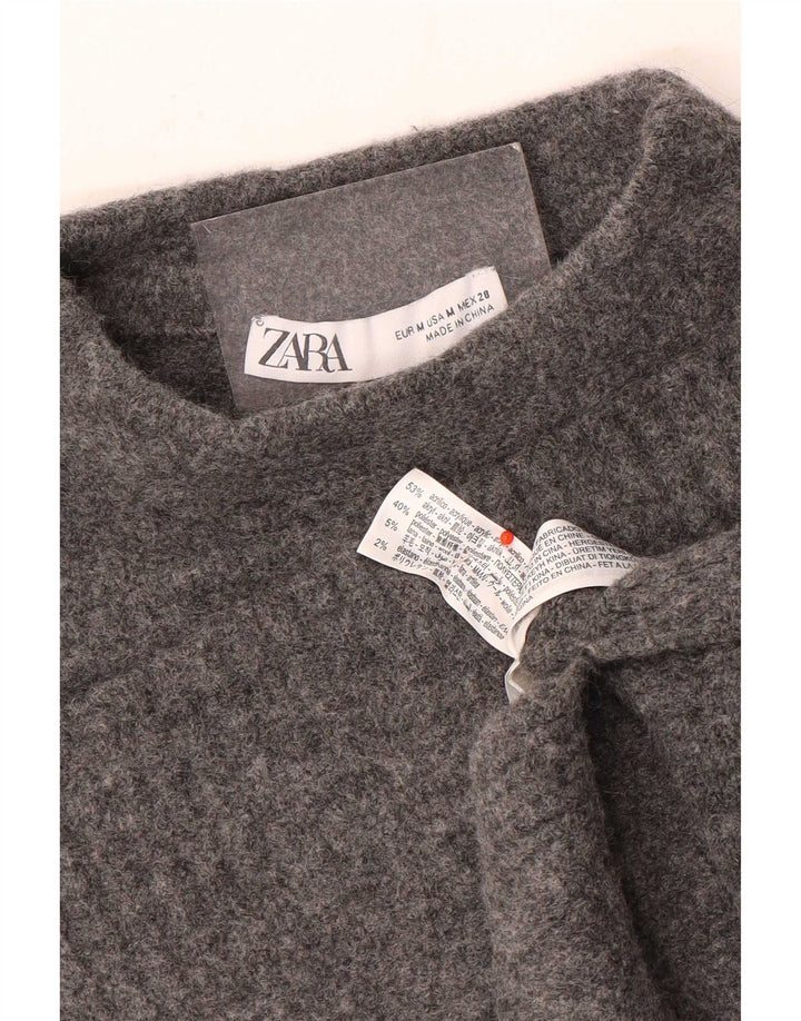 Damski sweter z golfem Zara UK 14 Średni szary akryl