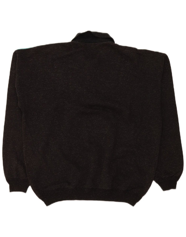 Męski sweter w stylu vintage z grafiką polo, duży, szary, z blokami kolorów