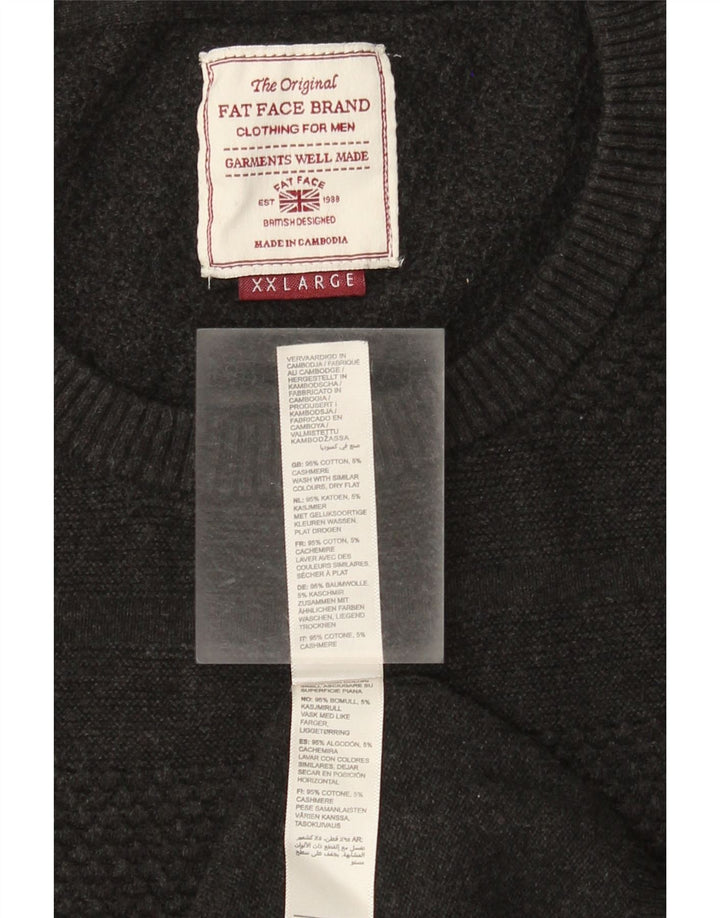 Męski sweter z okrągłym dekoltem Fat Face, 2XL, szara bawełna