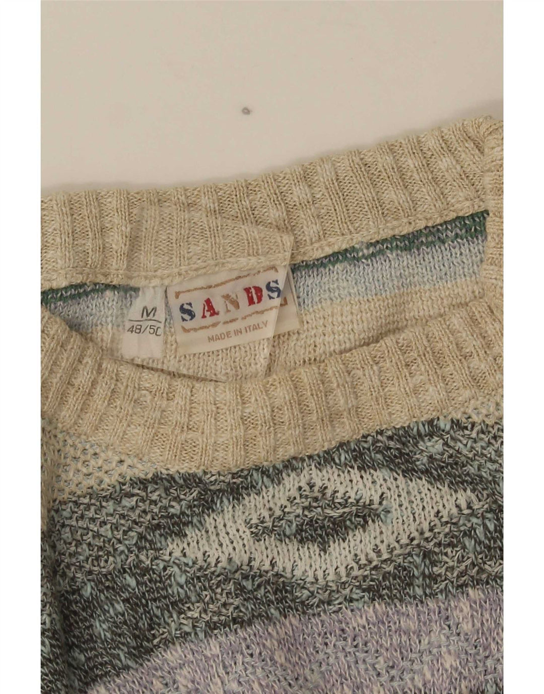 Sweter męski z okrągłym dekoltem w stylu vintage IT 48/50, średni, wielobarwny