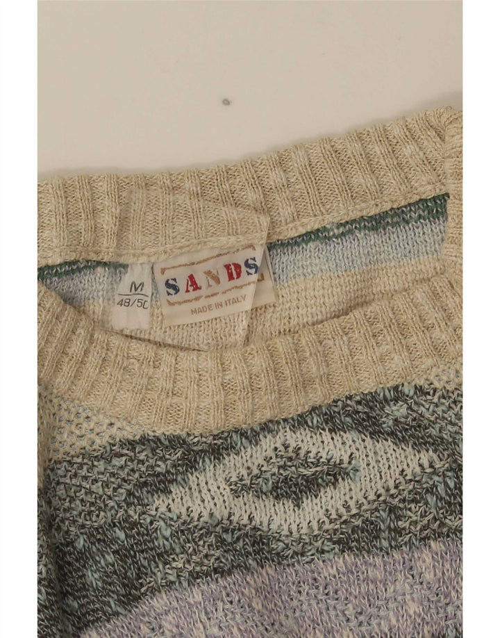 Sweter męski z okrągłym dekoltem w stylu vintage IT 48/50, średni, wielobarwny