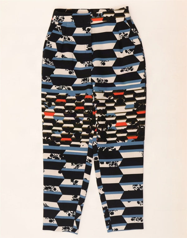 Damskie zwężane spodnie Chino Topshop UK 4 XS W24 L24 Niebieskie geometryczne