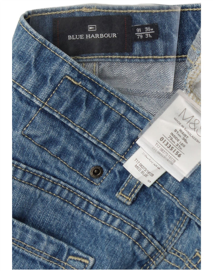 Marks & Spencer Męskie niebieskie dżinsy Harbor Straight W36 L31 Niebieskie bawełniane