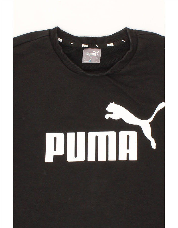 PUMA Mens Graphic Sweatshirt Jumper Large Black Cotton Vintage Puma and Second-Hand Puma from Messina Hembry 