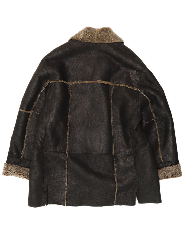 Vintage męska kurtka skórzana Sherpa IT 54 2XL czarna skóra