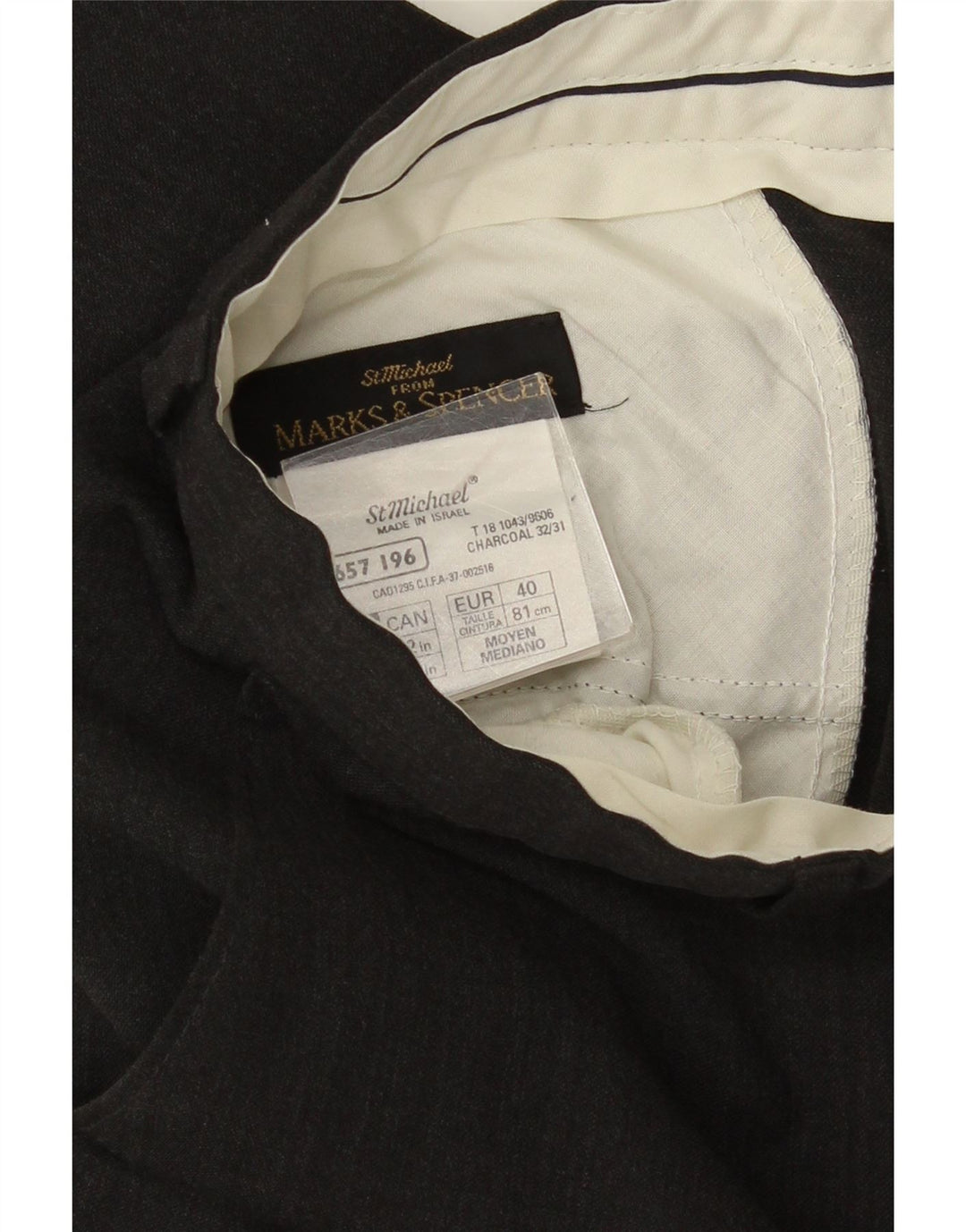 Męskie proste spodnie garniturowe MARKS & SPENCER W30 L30 Szary poliester
