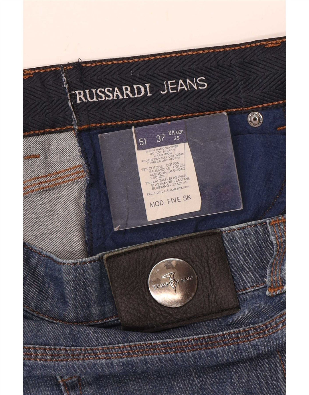 Męskie jeansy slim fit Trussardi W35 L30 Niebieskie bawełniane