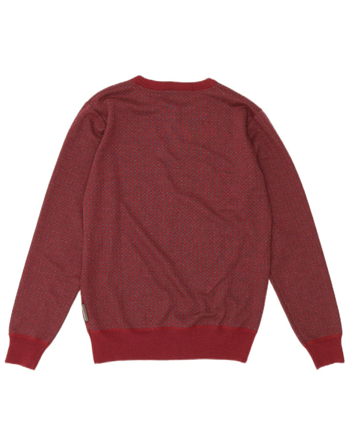 Męski sweter z okrągłym dekoltem French Connection, średni burgund, w kropki