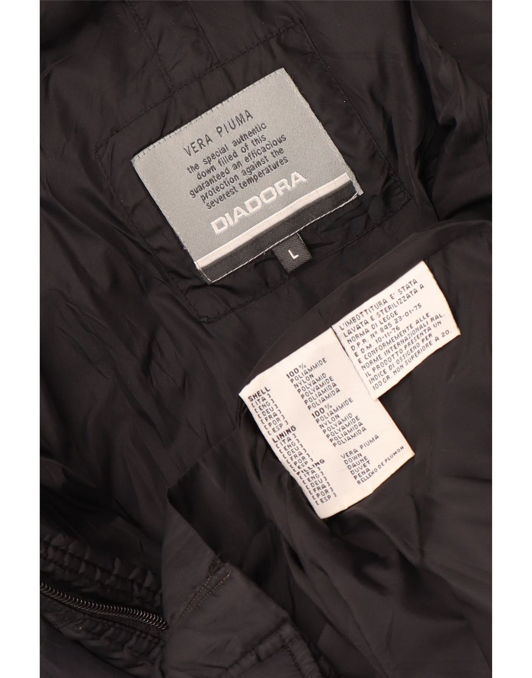 Męska ocieplana kurtka Diadora UK 40, duża, czarna nylonowa