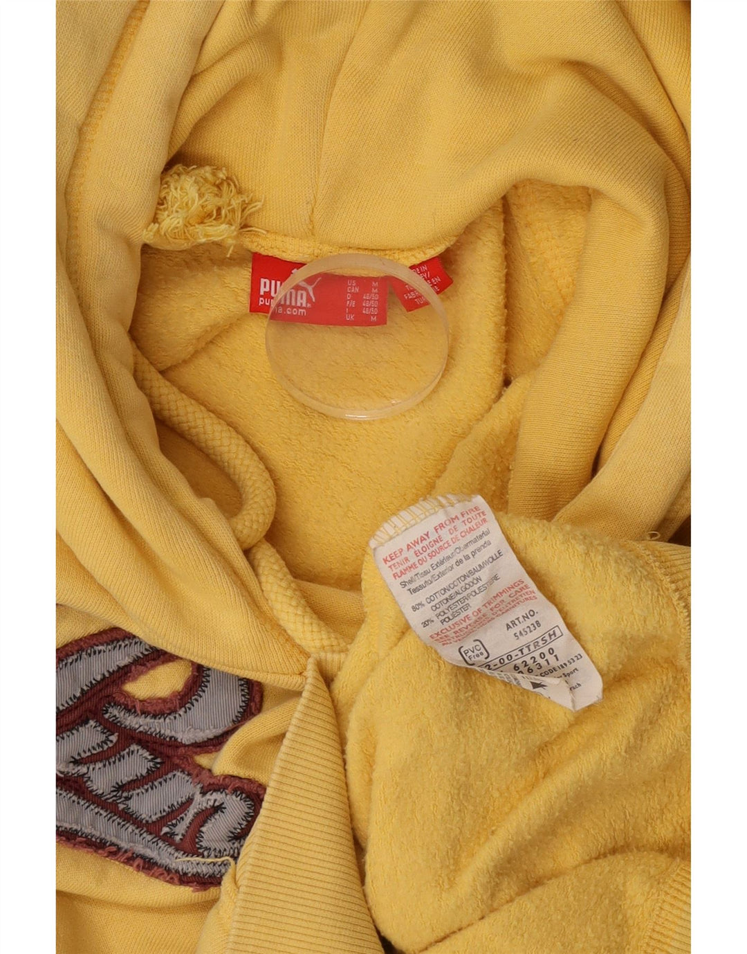 Męski sweter z kapturem Puma z grafiką, średni żółty, bawełniany