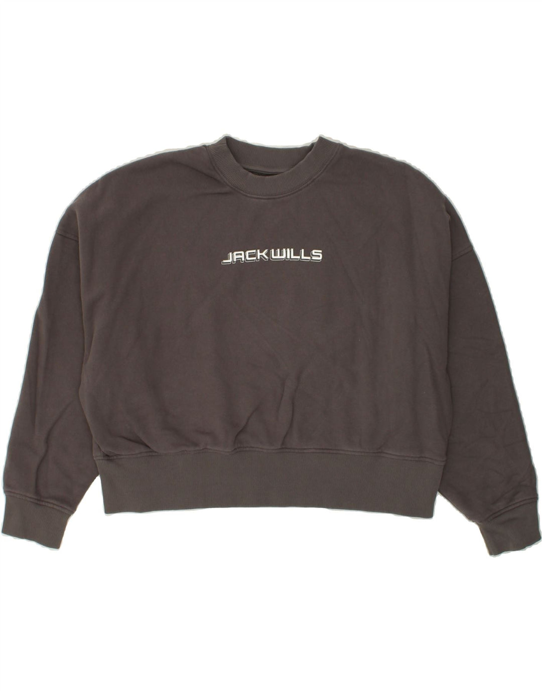 JACK WILLS Womens Oversized Crop Sweatshirt Jumper UK 12 Medium Grey | Vintage Jack Wills | Thrift | Second-Hand Jack Wills | Used Clothing | Messina Hembry 