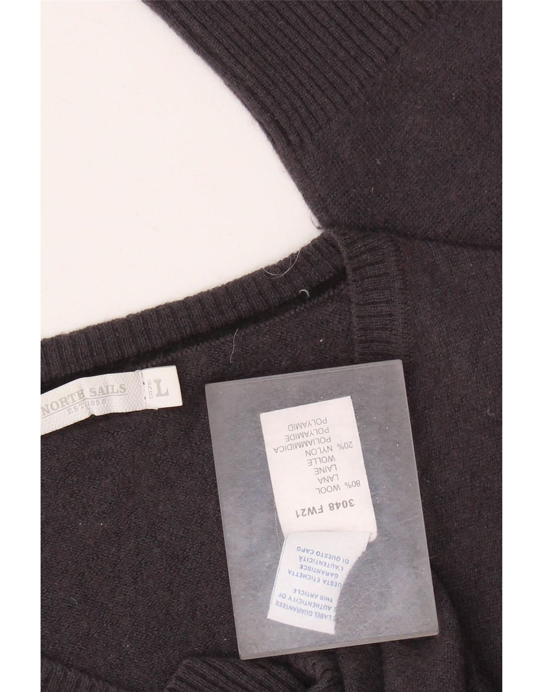 Damski sweter NORTH SAILS z dekoltem w kształcie litery V, UK 14, duży, szary, wełniany