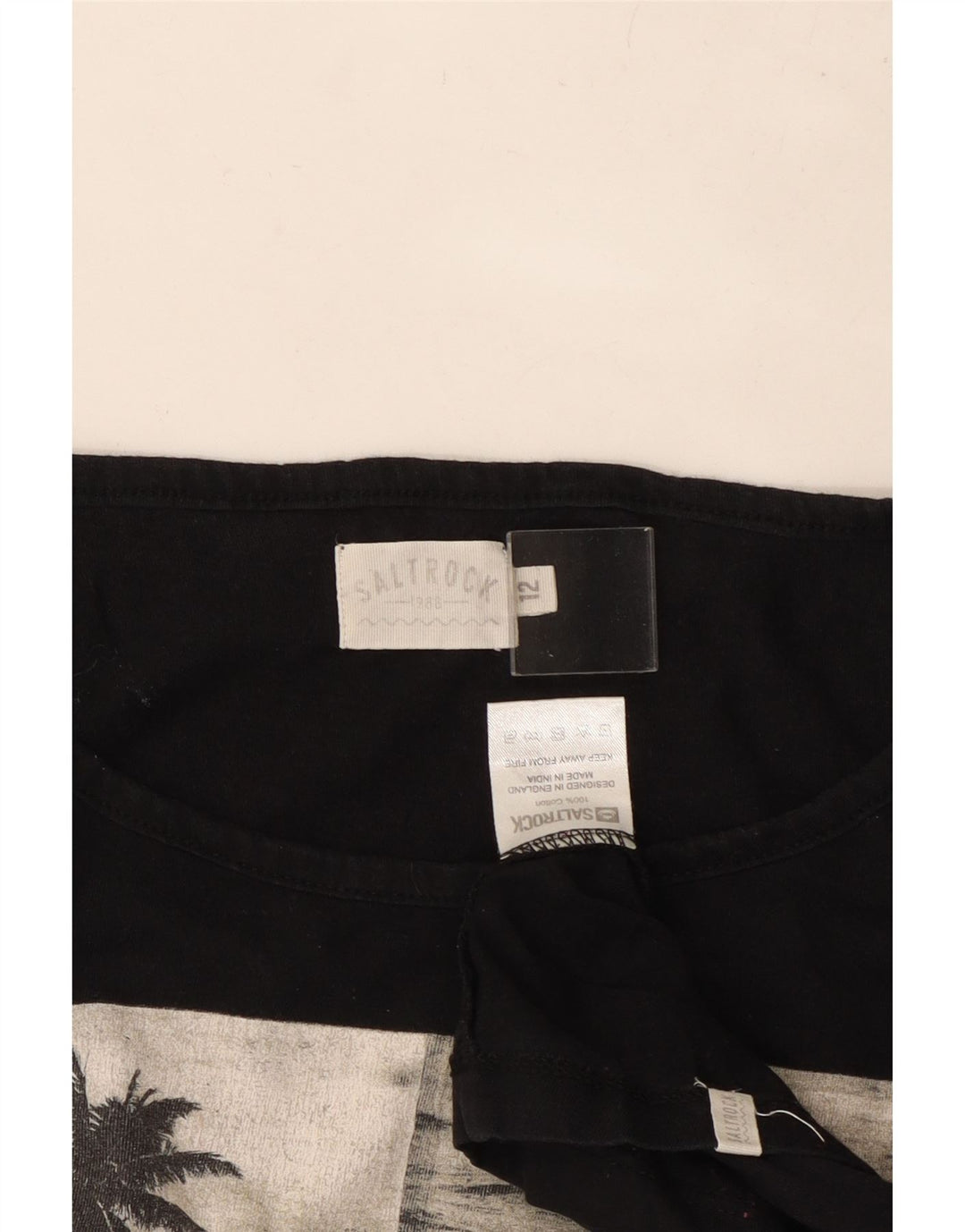 Damska koszulka z grafiką SALTROCK Top UK 12, średnia czarna bawełna