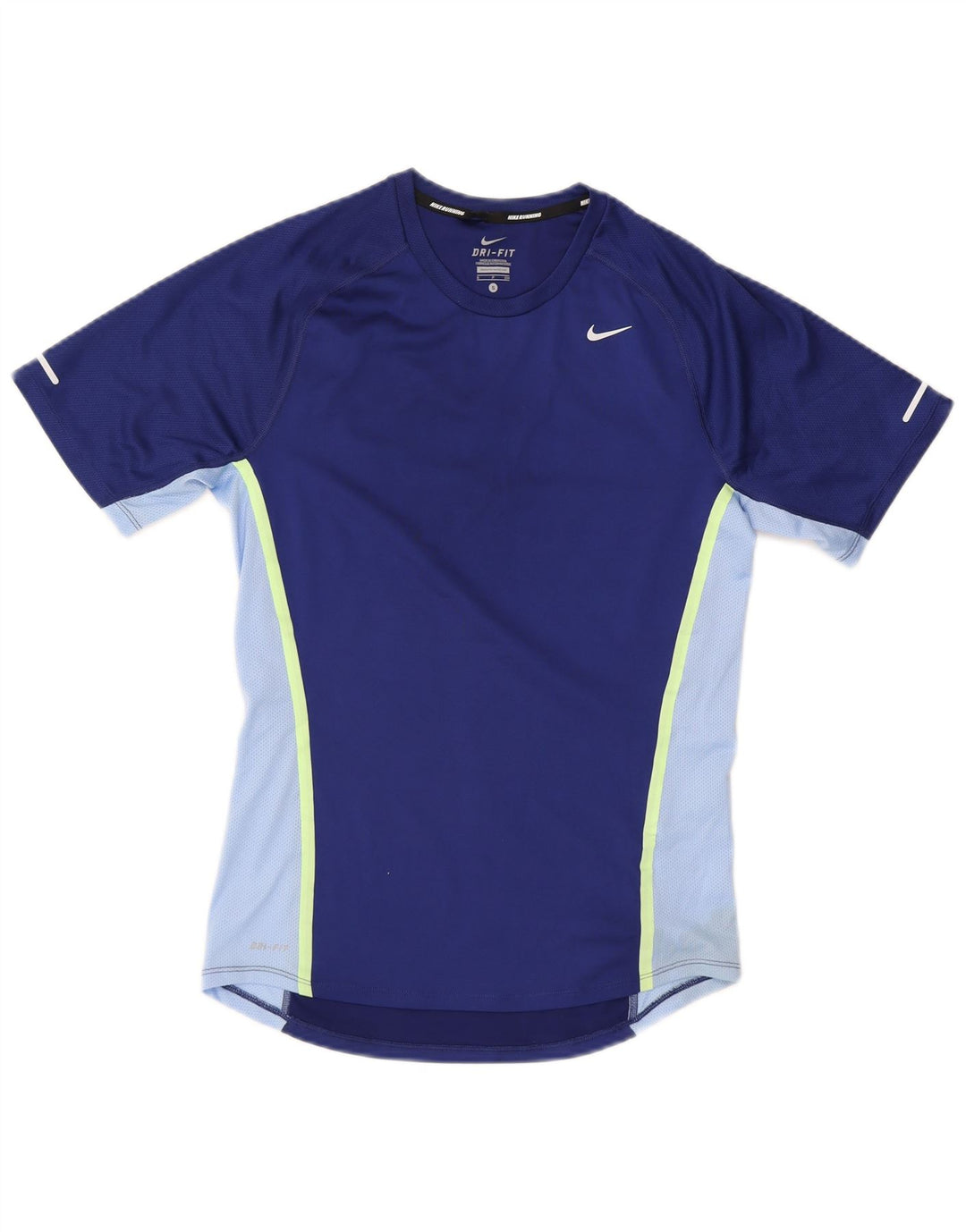NIKE Mens Dri Fit T-Shirt Top Small Navy Blue Colourblock Polyester