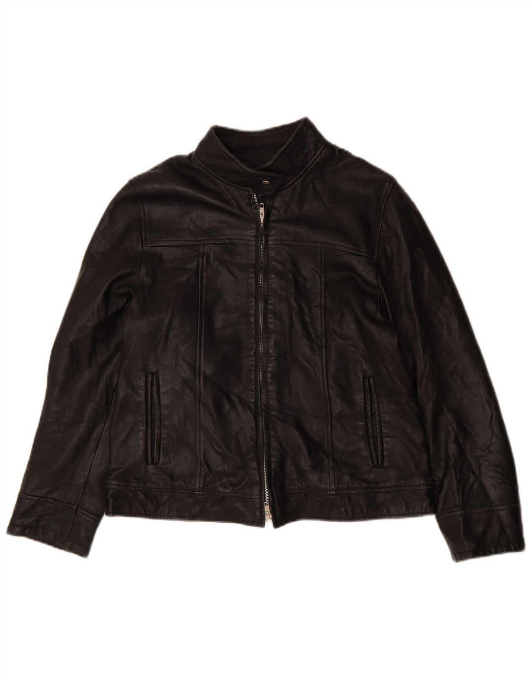 Damska kurtka skórzana o luźnym kroju VINTAGE UK 6 XS, czarna skóra