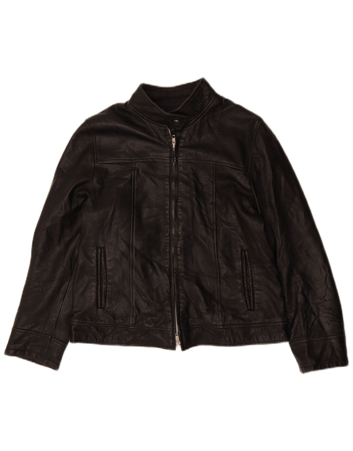 Damska kurtka skórzana o luźnym kroju VINTAGE UK 6 XS, czarna skóra