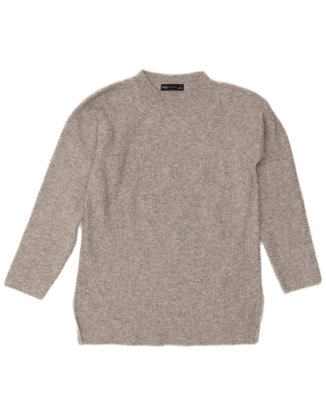 Marks & Spencer Damski sweter z okrągłym dekoltem UK 10, mały, szary nakrapiany