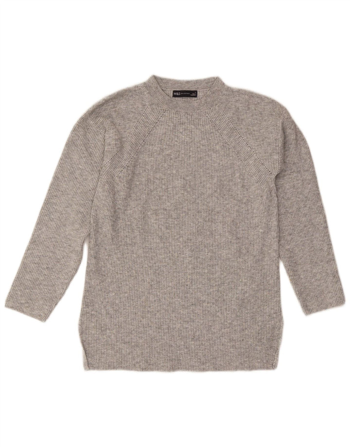 Marks & Spencer Damski sweter z okrągłym dekoltem UK 10, mały, szary nakrapiany
