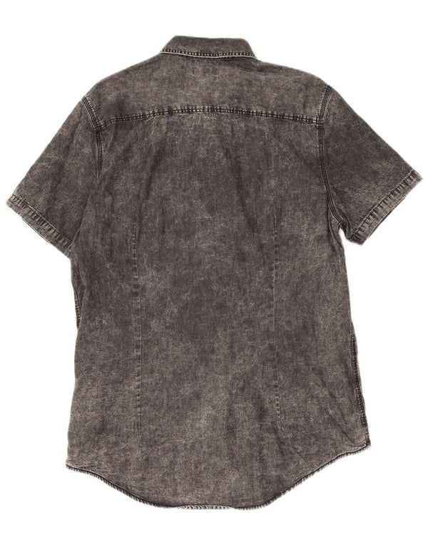 Męska koszula dżinsowa Calvin Klein Jeans z krótkim rękawem Slim Fit XL, szara bawełna