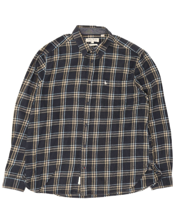 Koszula flanelowa męska Jack Wills o klasycznym kroju XL, granatowa, bawełniana w kratkę
