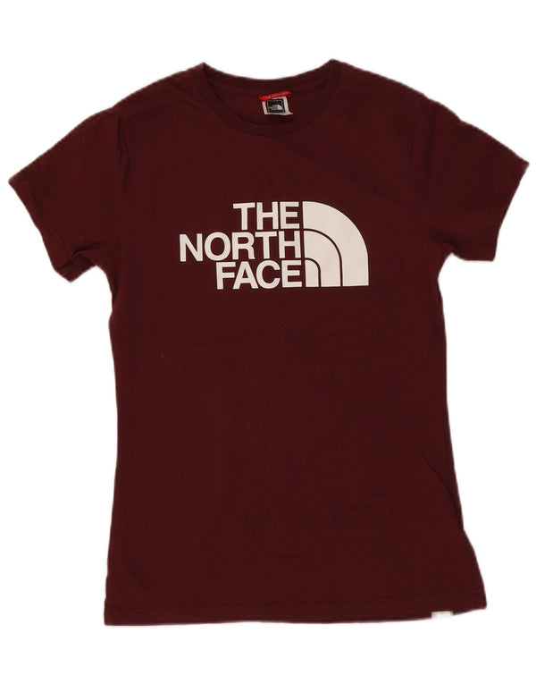 Damska koszulka z grafiką The North Face Top UK 8, mała, bordowa, bawełniana