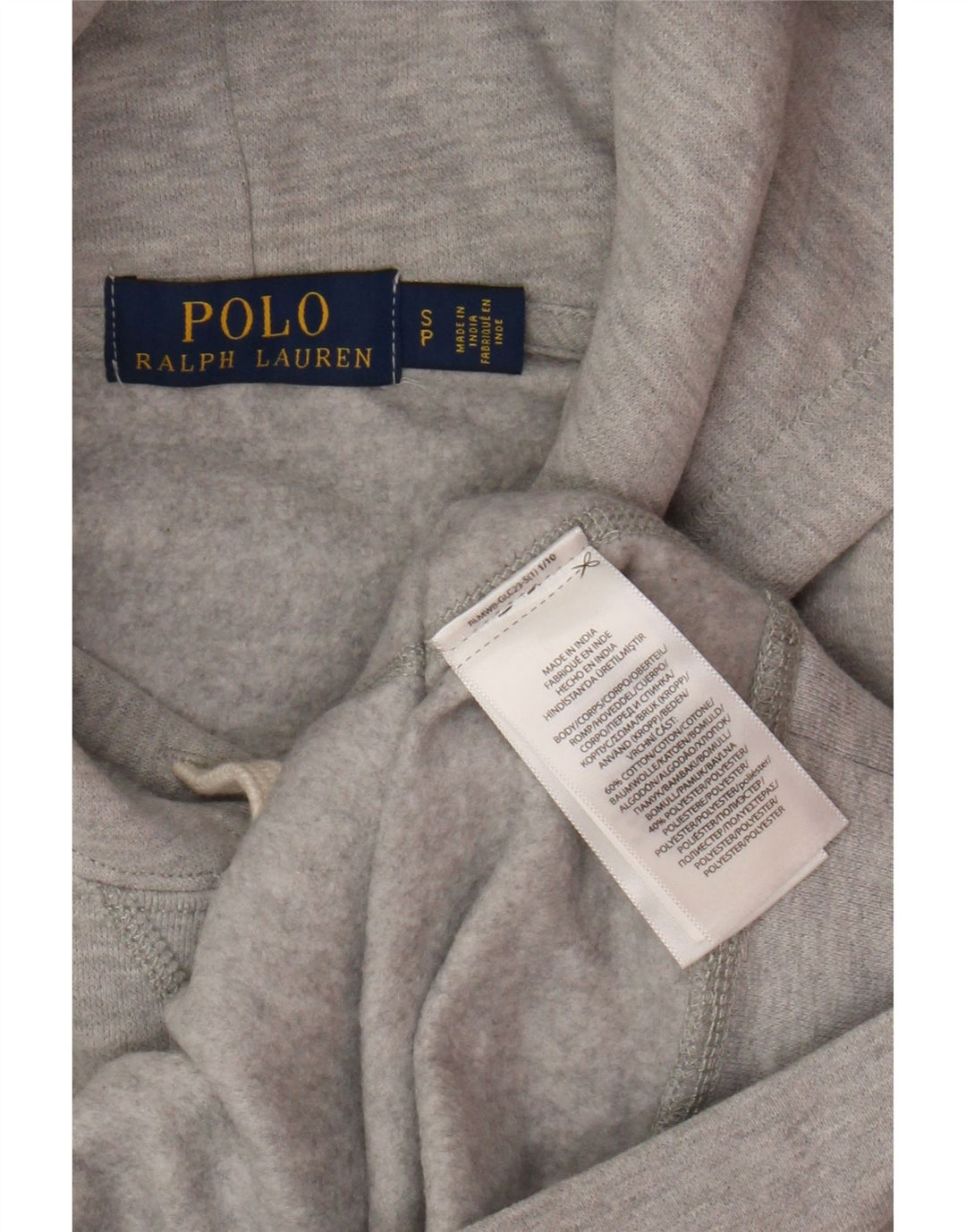 POLO RALPH LAUREN Mens Hoodie Jumper Small Grey Cotton