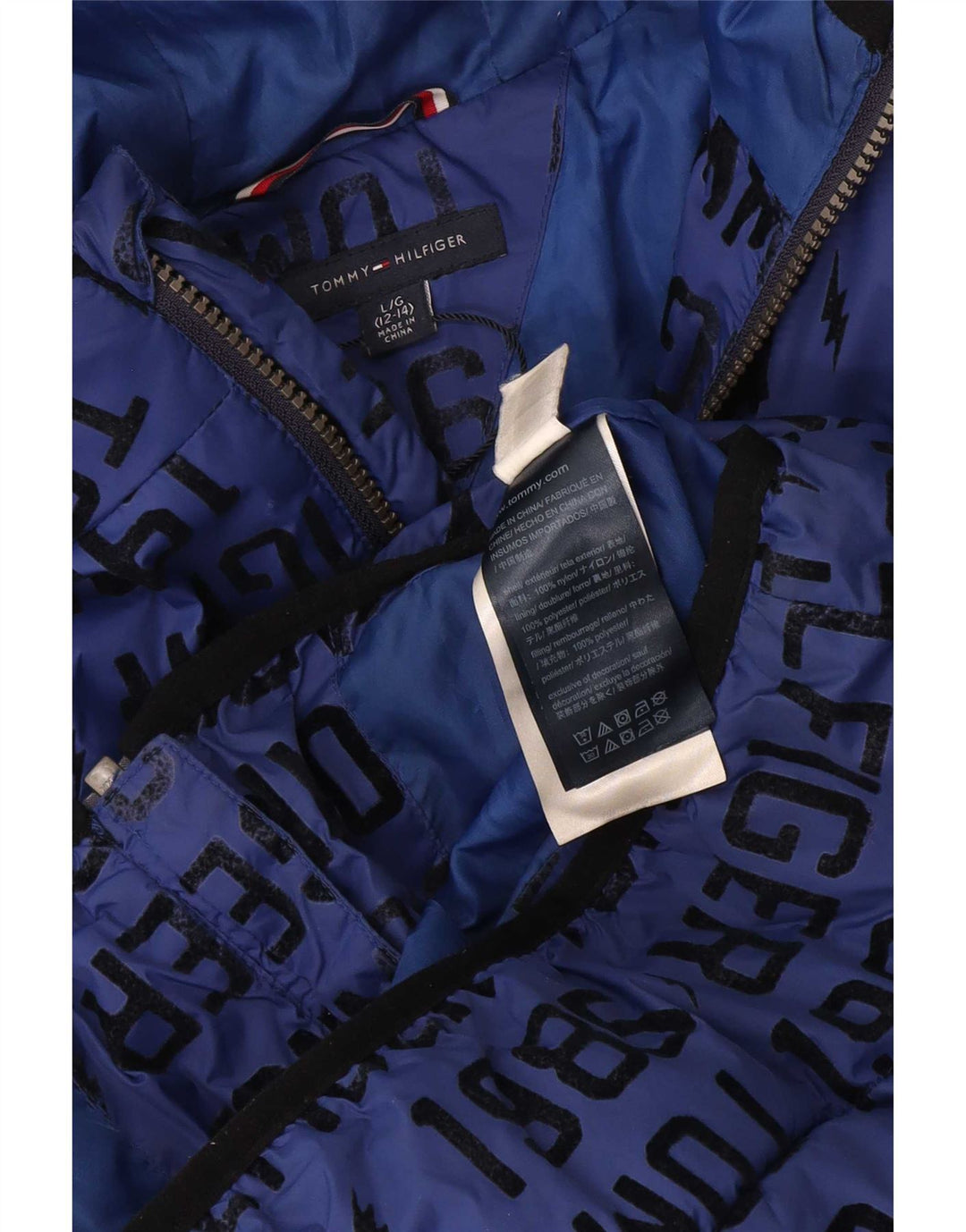 Chłopięca wyściełana kurtka Tommy Hilfiger Graphic 12-13 lat, duża, niebieska