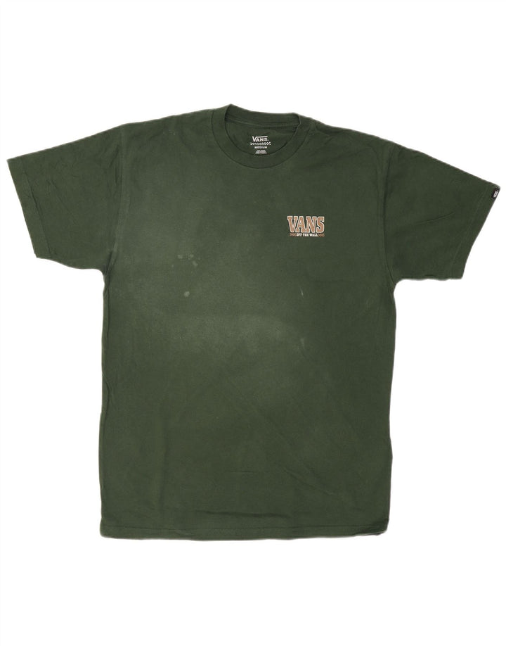 Męski T-shirt z grafiką VANS, bawełniany, średni zielony