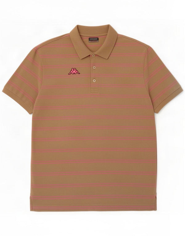 Kappa Mens Polo Shirt 2XL Beige Striped Cotton