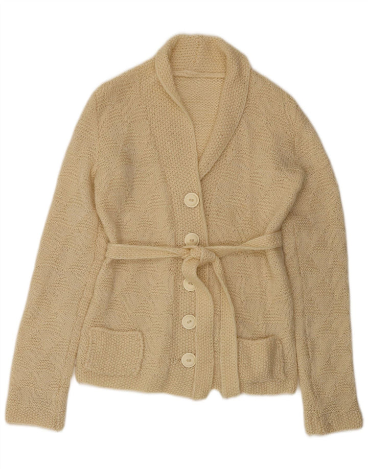 Sweter damski w stylu vintage, kardigan UK 14, średni beż