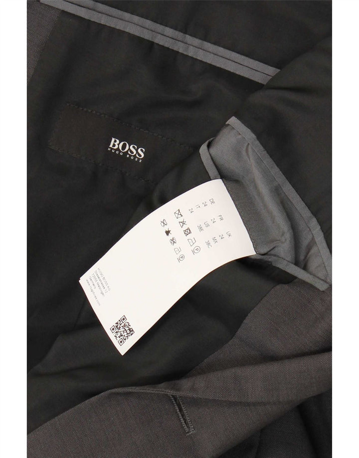 Męska marynarka zapinana na 2 guziki Hugo Boss UK 36 Mała szara dziewicza wełna